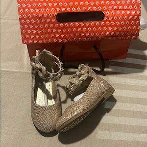 Charming Gold Kids Dress Shoes with Bow